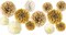 White Gold Champagne Tissue Paper Pom Poms Decor Hanging Tissue Flowers Poms Decorations Pack of 12 for Wedding, Birthday, Baby Shower ,Party Backdrop Decor ect. (12", 10", 8" Tissue Paper Flowers)